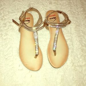 Rhinestone Gold Strappy Sandals